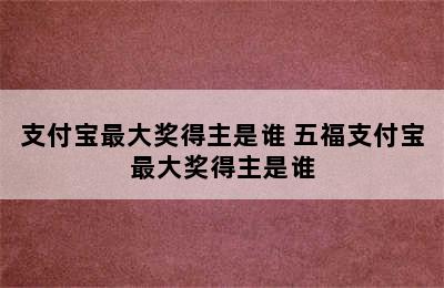 支付宝最大奖得主是谁 五福支付宝最大奖得主是谁